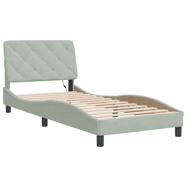 vidaXL Cadre de lit avec LED sans matelas gris clair 90x200 cm velours