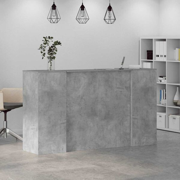 vidaXL Bureau de réception gris béton 180x50x103,5cm bois d'ingénierie