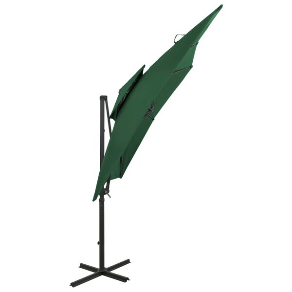 vidaXL Parasol de jardin en porte-à-faux à double toit 250x250 cm vert