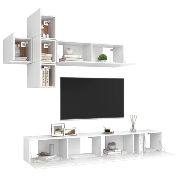 vidaXL Ensemble de meuble TV 7 pcs Blanc Bois d'ing&eacute;nierie
