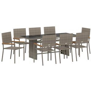vidaXL Ensemble de salle &agrave; manger pour jardin 9 pcs Gris polyrotin