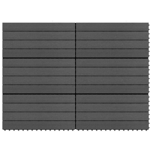 vidaXL Carreaux de terrasse 6 pcs Noir 60 x 30 cm WPC