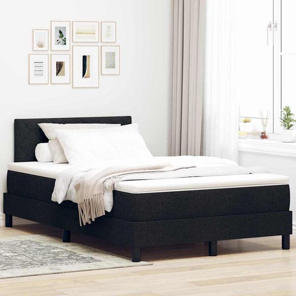 vidaXL Lit &agrave; ressorts avec matelas Noir 120 x 200 cm tissu