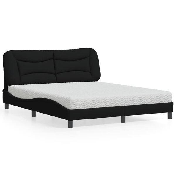 vidaXL Lit avec matelas Hvar noir 160x200 cm tissu