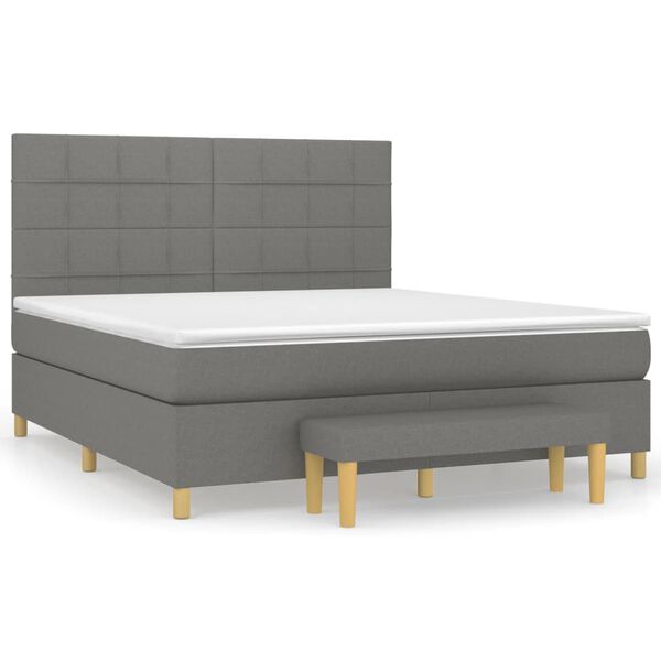 vidaXL Sommier &agrave; lattes de lit avec matelas Gris fonc&eacute; 180x200cm Tissu