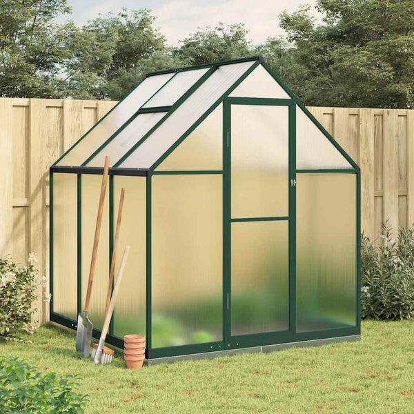 vidaXL Serre avec cadre de base vert 169x169x202 cm aluminium