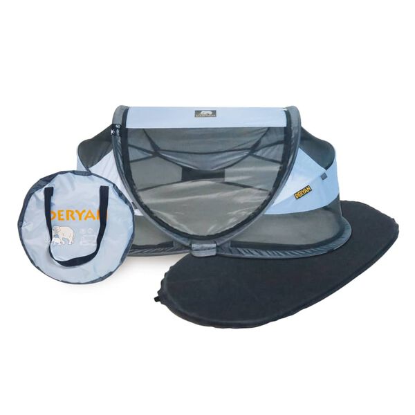 DERYAN Lit d'enfant voyage escamotable Baby Luxe à moustiquaire Bleu