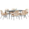 vidaXL Ensemble &agrave; manger jardin coussins 7pcs marron poly rotin verre