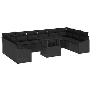 vidaXL Ensemble de canap&eacute; de jardin 11 pc Noir