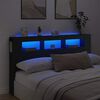 vidaXL T&ecirc;te de lit &agrave; LED noir 180x18,5x103,5 cm bois d'ing&eacute;nierie