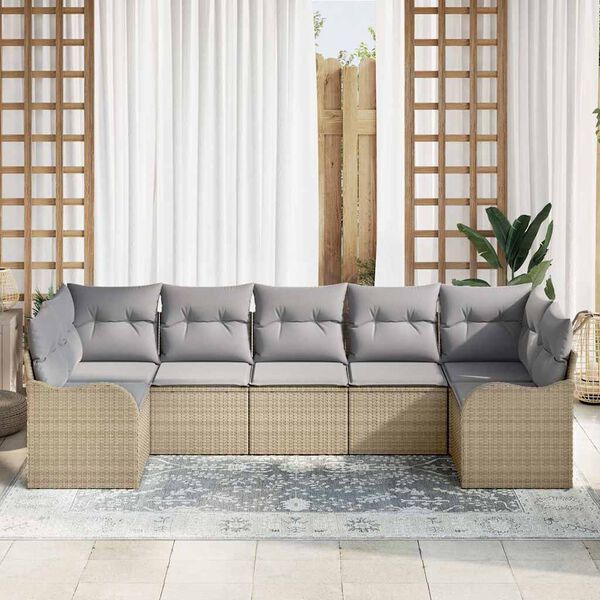 vidaXL Ensemble de canapé de jardin Beige polyrotin