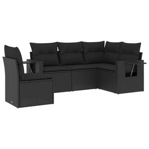 vidaXL Salon de jardin 5 pcs avec coussins noir r&eacute;sine tress&eacute;e