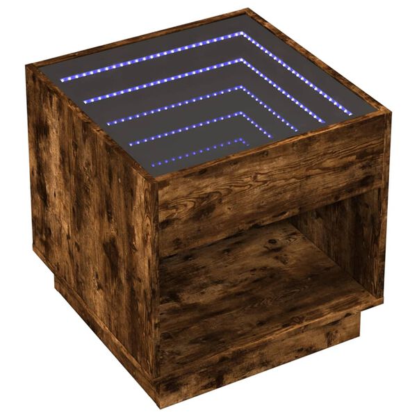 vidaXL Table basse avec LED Infinity ch&ecirc;ne fum&eacute; 50x50x50 cm