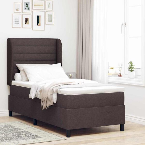 vidaXL Lit &agrave; ressorts avec matelas Marron fonc&eacute; 80 x 200 cm tissu
