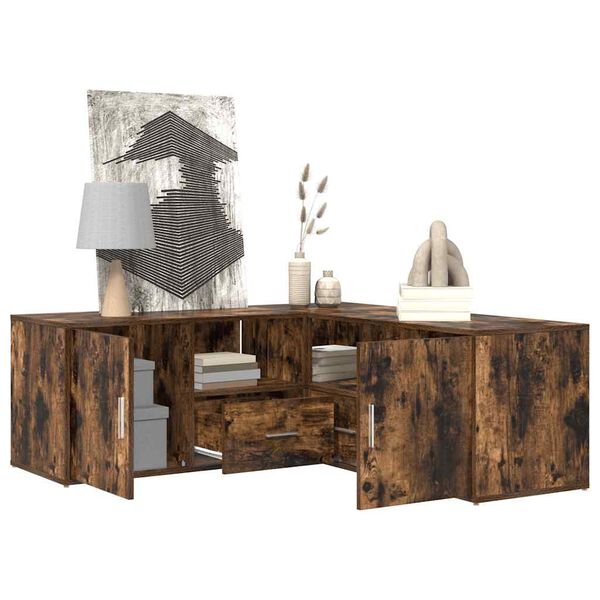 vidaXL Armoire d'angle ch&ecirc;ne fum&eacute; 200x40x45 cm bois d'ing&eacute;nierie