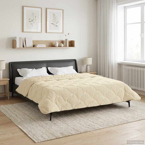 vidaXL Duvet d'hiver Cr&egrave;me 200 x 200 cm Microfibre et polaire Teddy