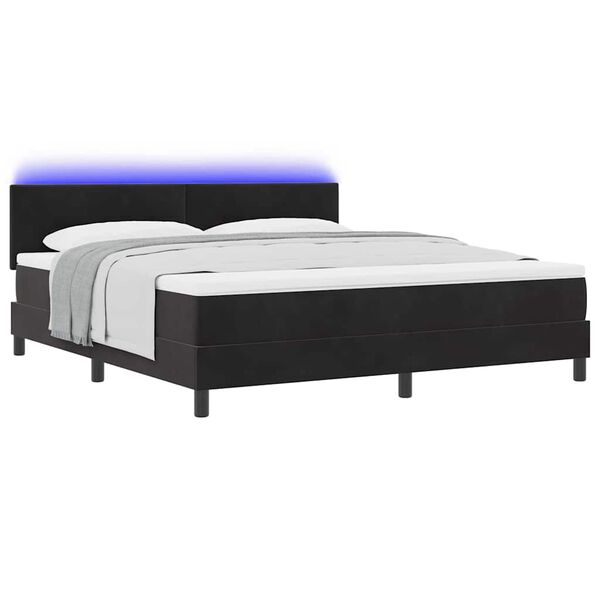 vidaXL Lit &agrave; ressort LED avec matelas Noir 180 x 200 cm Velours