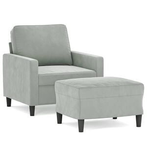 vidaXL Fauteuil avec repose-pied Gris fonc&eacute; 60 cm Velours