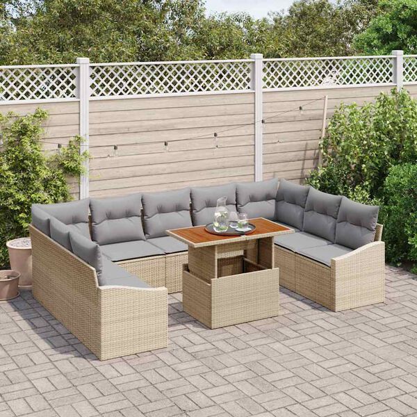 vidaXL Ensemble de salle à manger pour jardin 10 pcs Beige et gris