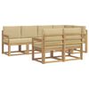 vidaXL Ensemble de canap&eacute;s d'ext&eacute;rieur 7 pc Blanc et Beige Polyester
