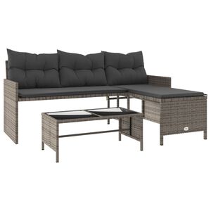 vidaXL Canap&eacute; de jardin avec table et coussins en forme de L gris