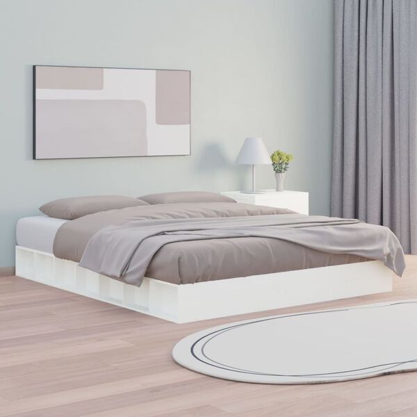 vidaXL Cadre de lit sans matelas blanc 140x200 cm bois massif