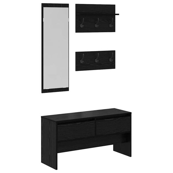 vidaXL Ensemble de meubles d'entr&eacute;e 4 pcs Ch&ecirc;ne noir Bois d'ing&eacute;nierie