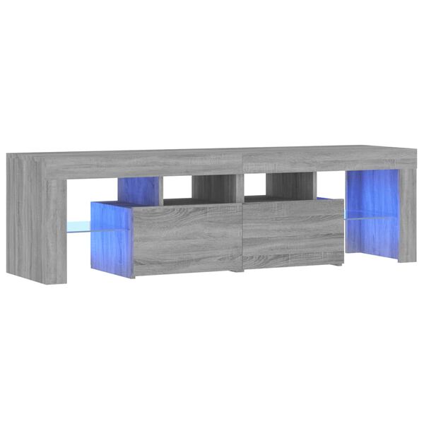 vidaXL Meuble TV avec lumi&egrave;res LED Sonoma gris 140x36,5x40 cm