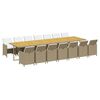 vidaXL Ensemble &agrave; manger de jardin et coussins 15 pcs beige