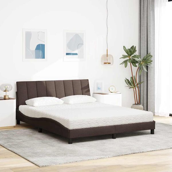 vidaXL Lit avec matelas Hanko marron fonc&eacute; 160x200 cm tissu