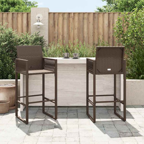 vidaXL Tabourets de bar de jardin lot de 2 marron résine tressée