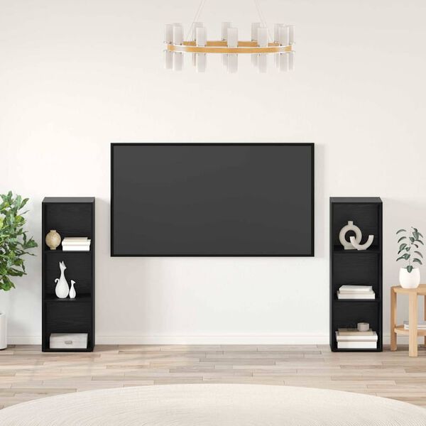 vidaXL Ensemble meuble TV 2 pcs Ch&ecirc;ne noir 107 x 35 x 37 cm