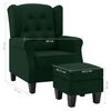 vidaXL Fauteuil avec repose-pied Vert foncé Tissu