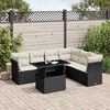 vidaXL Salon de jardin 7 pcs avec coussins noir r&eacute;sine tress&eacute;e