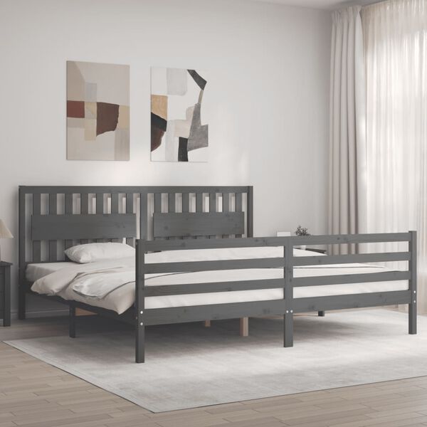 vidaXL Cadre de lit sans matelas gris 200x200 cm bois massif