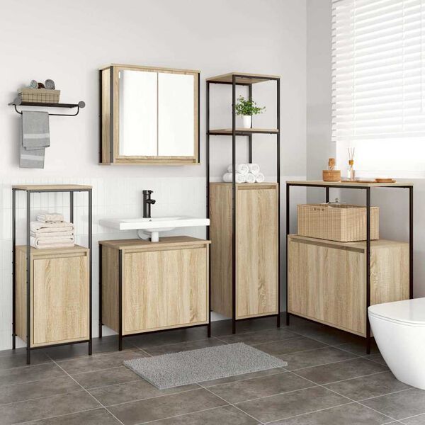 vidaXL Ensemble de mobilier de salle de bain 5 pcs Bois d'ing&eacute;nierie