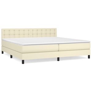 vidaXL Sommier &agrave; lattes de lit avec matelas Cr&egrave;me 200x200cm Similicuir
