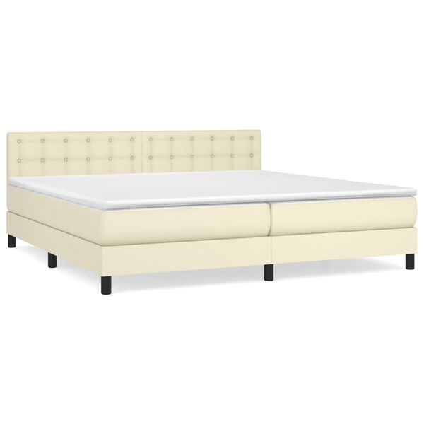 vidaXL Sommier &agrave; lattes de lit avec matelas Cr&egrave;me 200x200cm Similicuir