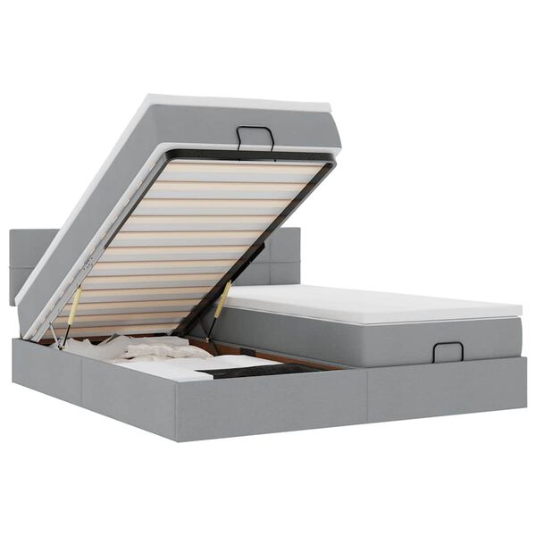 VidaXL Cadre de lit ottoman et matelas gris clair 160x200cm tissu