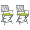 vidaXL Chaises pliables d'ext&eacute;rieur lot de 2 et coussins Bois d'acacia