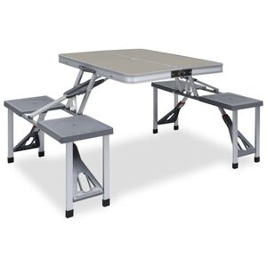 vidaXL Table pliable de camping avec 4 si&egrave;ges Acier Aluminium
