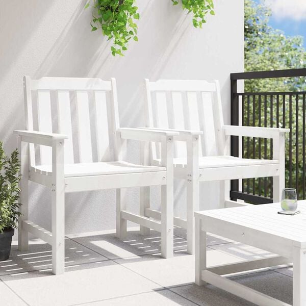 vidaXL Chaise de jardin. 2 pcs Blanc 65,5 x 59 x 88cm HDPE