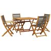 vidaXL Ensemble &agrave; manger de jardin 5pcs gris polypropyl&egrave;ne bois massif