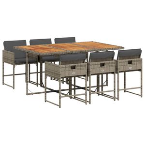 vidaXL Ensemble &agrave; manger de jardin et coussins 7 pcs gris rotin