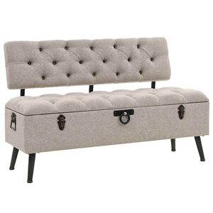 vidaXL Banc de rangement avec dossier 110 cm cr&egrave;me tissu