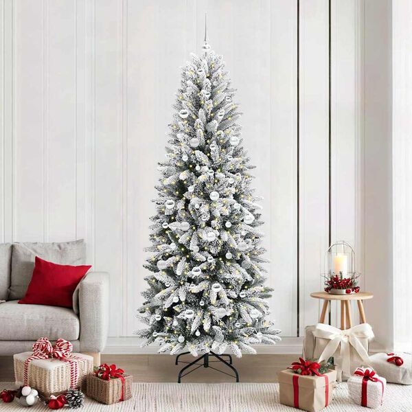 vidaXL Sapin de No&euml;l artificiel avec 300 LED avec support Blanc 210 cm