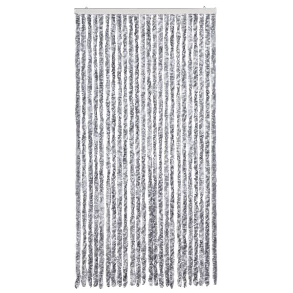 vidaXL Rideau anti-mouches blanc et gris 100x200 cm chenille