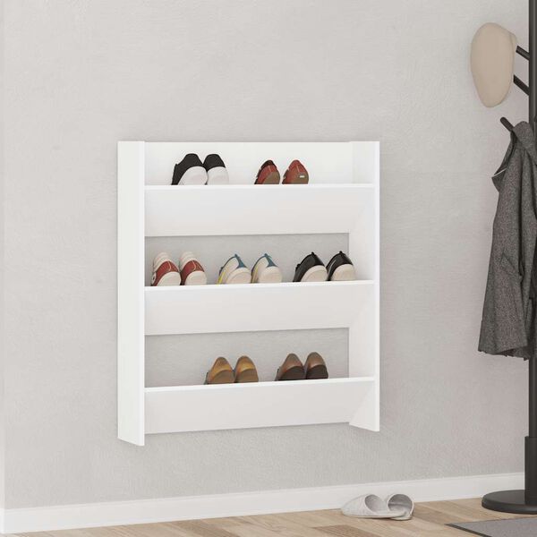 vidaXL Armoire &agrave; chaussures murale blanc 80x18x90 cm bois d'ing&eacute;nierie