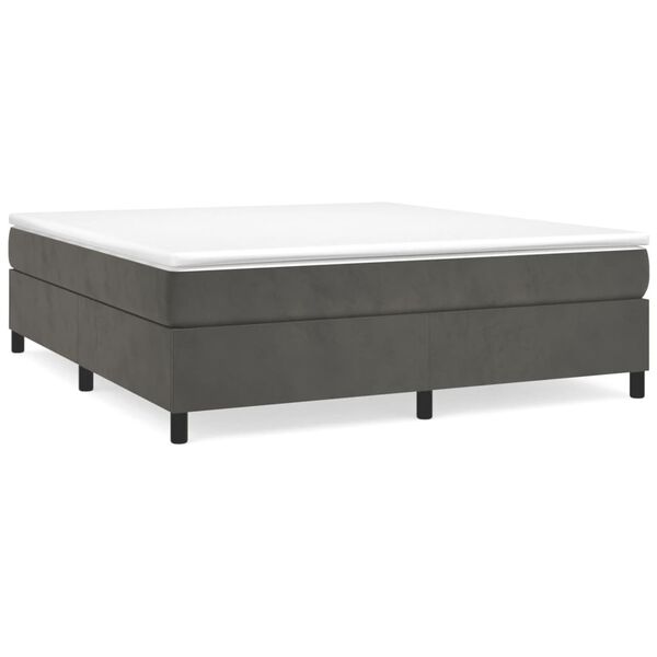 vidaXL Sommier &agrave; lattes de lit et matelas Gris fonc&eacute; 200x200cm Velours