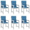 vidaXL Coussins de chaise &agrave; dossier bas lot de 6 bleu m&eacute;lang&eacute; tissu